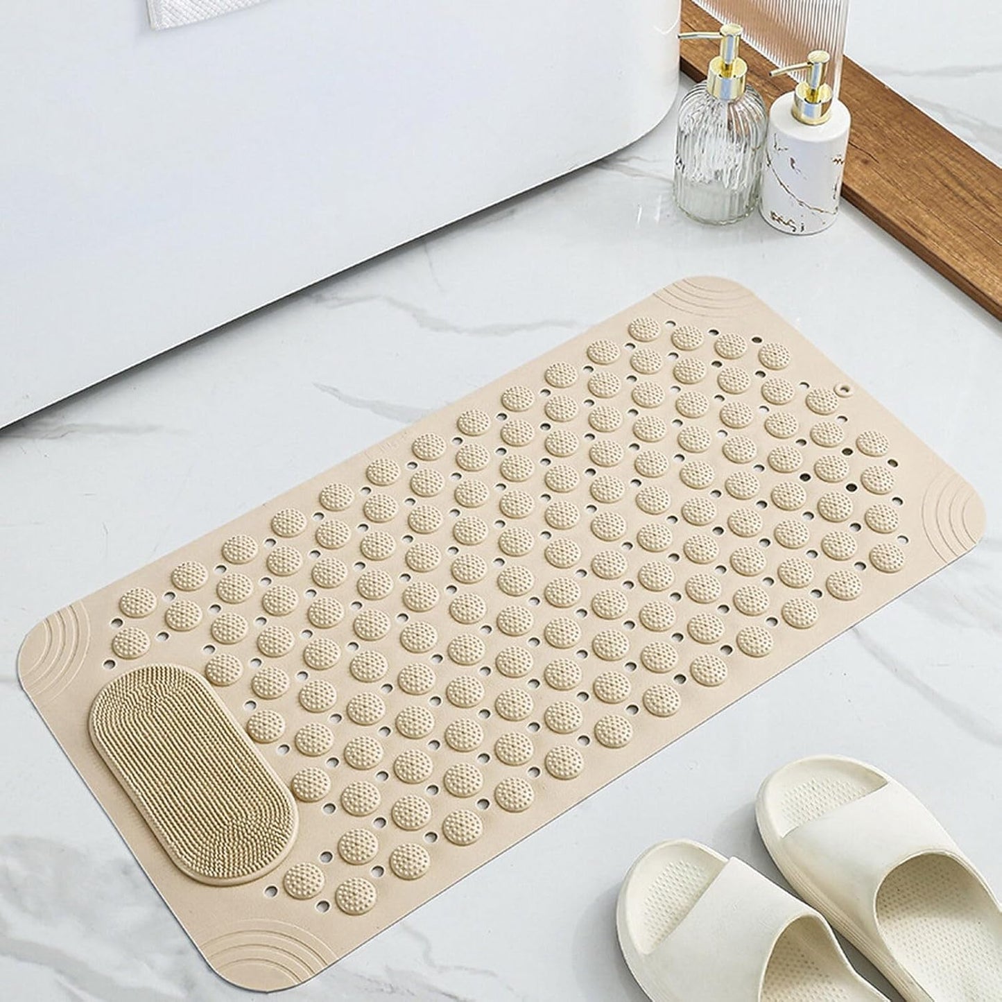 Anti-Slip Shower Bath Mat With Foot Scrubber