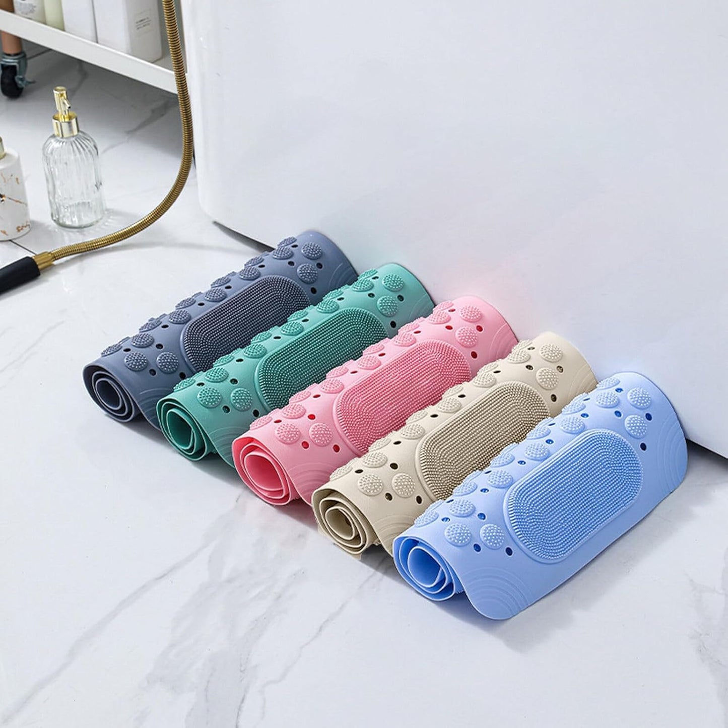 Anti-Slip Shower Bath Mat With Foot Scrubber